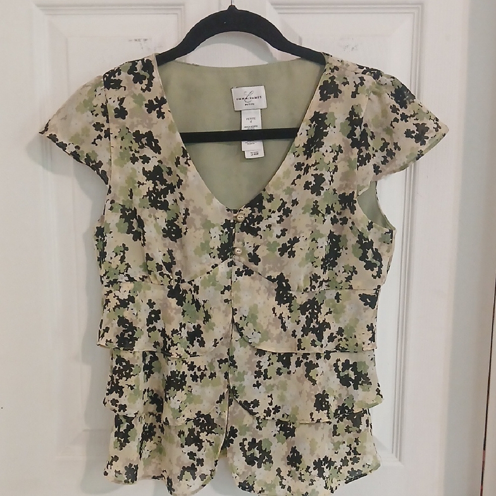 Emma James Cream Ruffled Tiered Blouse